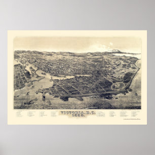 Poster Victoria, C.-B., Canada Carte panoramique - 1889
