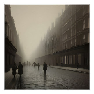 Poster - Victoriaans straat van Londen Perfect Poster