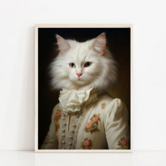 Poster Victorian Animals Portrait Royal White Cat Vintage