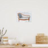 Poster Victorian Blue Stripe Chaise Lounge (Cuisine)