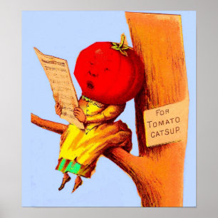 Poster Victorian carte de commerce tomate chef femme