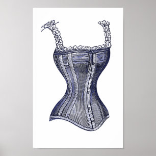 Poster Victorian Corset or Bustier, Great Vintage Image