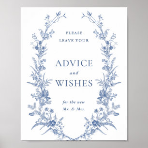 Poster Victorian Dusty Blue French Garden Conseils & Souh