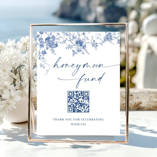 Poster Victorian Dusty Blue French Garden Honeymoon Fund