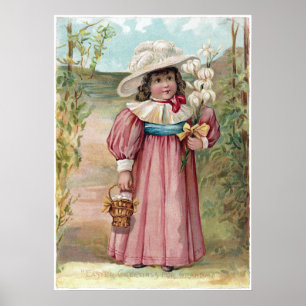 Poster Victorian Girl with Easter Lilies for Grandma