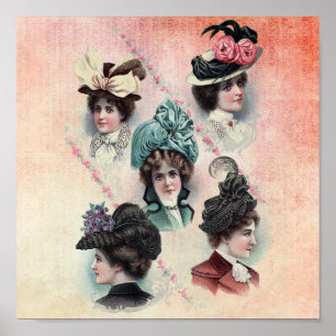Poster Victorian Ladies Casquette Fashion Show