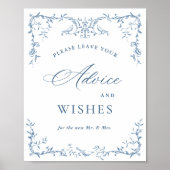 Poster Victorian Ornate Dusty Blue Conseils & Wings (Devant)