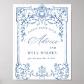 Poster Victorian Ornate Grace Floral Bleu Conseils et sou (Devant)