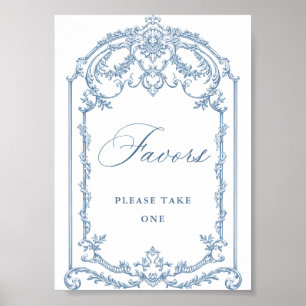 Poster Victorian Ornate Grace Floral Blue Faveurs Mariage