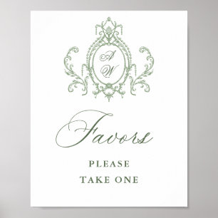 Poster Victorian Ornate Grace Sage Green Faveurs Mariage