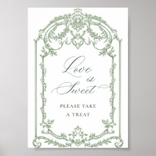 Poster Victorian Ornate Grace Sage Green Love is Sweet P