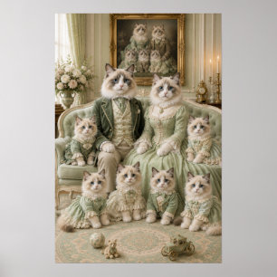 Poster Victorian Ragdoll Cat Family Portrait – Elegant Mi