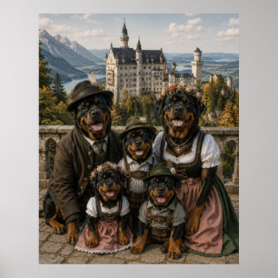 Poster Victorian Rottweiler Family at Neuschwanstein Cast