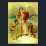 Poster Victorian Vintage Christmas Santa Claus Kids Puppy<br><div class="desc">Victorian Vintage Christmas Santa Claus,  Kids,  and Puppy from an authentic original print.</div>
