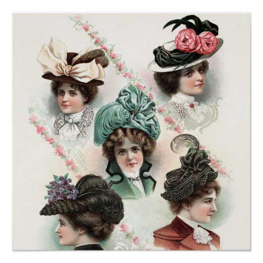 Poster victorien Casquette pour dames vintage (Devant)