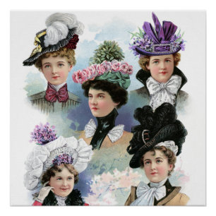 Poster victorien Casquette pour dames vintage