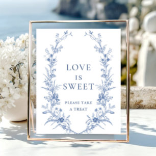 Poster Victorien Dusty Blue French Garden Love is Sweet
