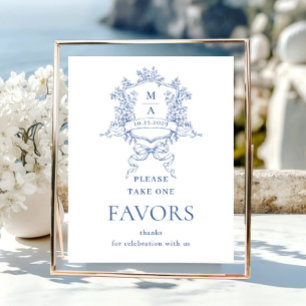 Poster Victorien Orné Dusty Blue Faveurs Mariage