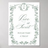 Poster Victorienne Ornate Grace Green Flower Love is Swee (Devant)