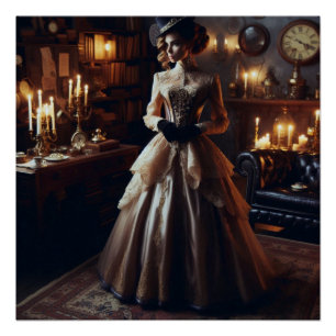 Poster Victorienne Vintage mystérieuse Élégante femme