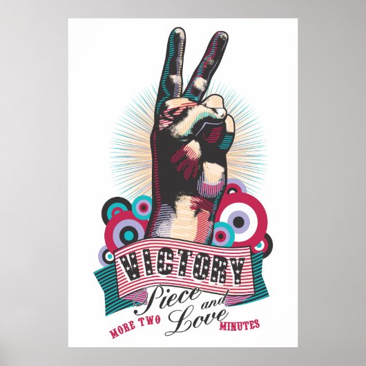 Poster – Victory Peace & Love Pop-Art Design (Voorkant)