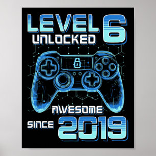 Poster Vidéo de niveau 6 débloquée Fête de jeu vidéo 6e a