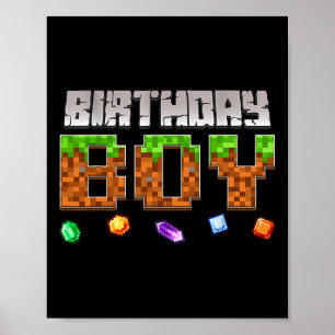 Poster Vidéo drôle de jeu vidéo d'anniversaire garçon pix