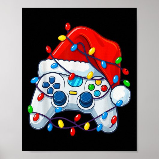 Poster Video Game Controller Christmas Santa Hat Gamer Fu (Devant)