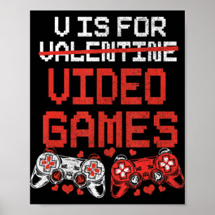 Poster Video Game Valentines Day for Boys Kids Teenager