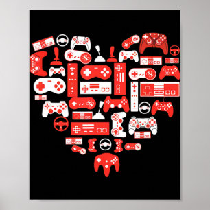 Poster Video Game Valentines Day for Boys Kids Teenagers