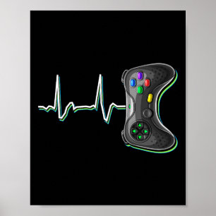 Poster Video Gamer Heartbeat Video Game Controller Cadeau