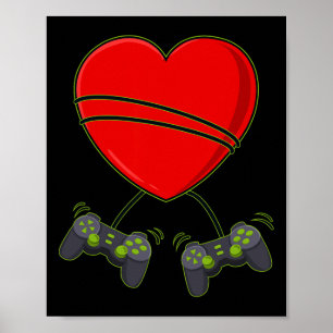 Poster Vidéo Joueur Contrôleurs Coeurs Valentines Joueurs
