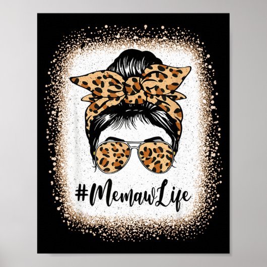 Poster vie de Memaw blanchi léopard chignon désordonné fê (Devant)