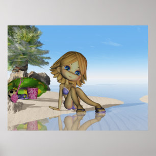 Poster Vie de plage, lune petite cutie collection de tart