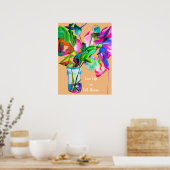 Poster Vie en pleine floraison citation aquarelle moderne (Cuisine)