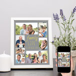 Poster Vie familiale Citation Gris et jaune Collage photo<br><div class="desc">Poster imprimé pour customiser avec 7 de vos photos de famille préférées. "Family Life is the Best Life" est écrit en script décontracté et la typographie de police maigre et le design a une palette de couleurs tendance de gris et jaune (modifiable). Ajoutez vos photos, en travaillant dans le sens...</div>