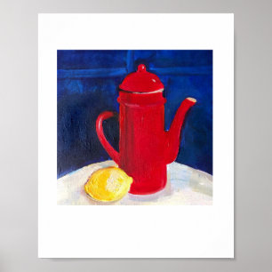 Poster vie morte avec café rouge et citron