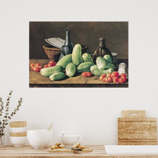 Poster Vie morte avec concombres et tomates (Cuisine)