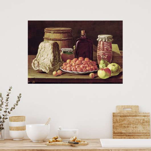 Poster Vie morte avec Fruit et Fromage (Cuisine)