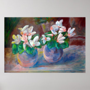 Poster Vie morte avec reproduction de Cyclamen