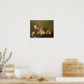 Poster Vie morte de fruits et de fleurs (Cuisine)