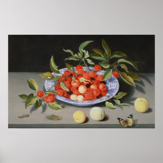 Poster Vie morte des cerises et des pêches (Devant)