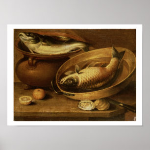 Poster Vie morte des poissons et citrons