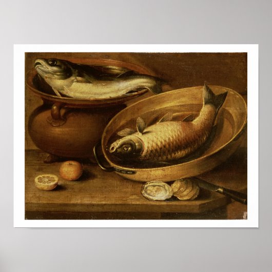 Poster Vie morte des poissons et citrons (Devant)