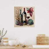 Poster Vie morte : Vin 1 (Cuisine)