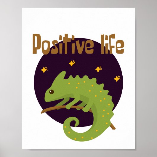 Poster Vie positive Kawaii drôle mignon vert Chameleon (Devant)
