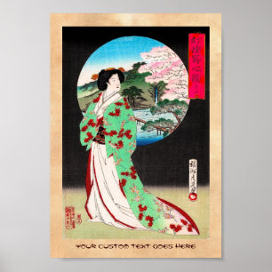 Poster Vieil art japonais oriental frais de dame de