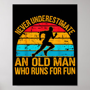 Poster Vieil Homme Courant Humour Amateur de Fitness Seni