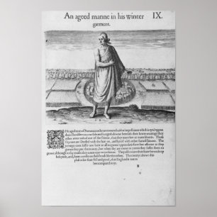 Poster Vieil homme indien en son vêtement d'hiver