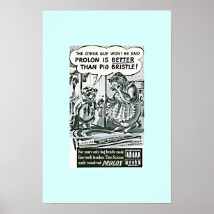 Poster Vieille annonce drôle de brosse à dents : Porcs et